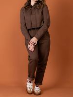 Conjunto Feminino Moletom Cropped com Capuz Olívia