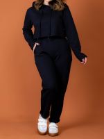 Conjunto Feminino Moletom Cropped com Capuz Olívia