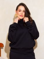 Blusa Feminina Moletom Peluciada Gola Alta Yasmin