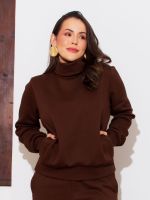 Blusa Feminina Moletom Peluciada Gola Alta Yasmin