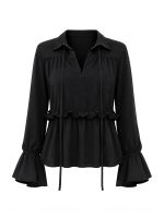Blusa Feminina Manga Longa com Babados Taly