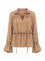 Blusa Feminina Manga Longa com Babados Taly