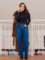 Calça Jeans Feminina Wide Leg Cintura Alta Greta