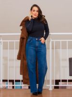 Calça Jeans Feminina Wide Leg Cintura Alta Greta