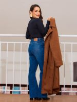 Calça Jeans Feminina Wide Leg Cintura Alta Greta