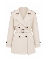 Trench Coat Feminino Curto em Gabardine Luiza
