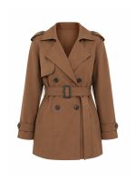 Trench Coat Feminino Curto em Gabardine Luiza