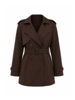 Trench Coat Feminino Curto em Gabardine Luiza