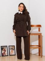 Trench Coat Feminino Curto em Gabardine Luiza