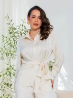 Camisa Feminina de Cetim com Amarração Diana