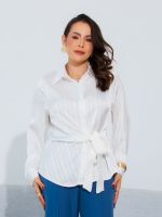 Camisa Feminina de Cetim com Amarração Diana