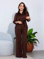 Camisa Feminina de Cetim com Amarração Diana