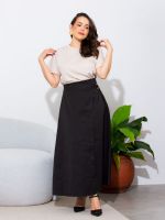Saia Feminina Alfaiataria Midi Transpassada Eloá
