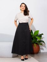 Saia Feminina Alfaiataria Midi Transpassada Eloá
