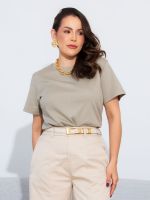 Blusa Feminina Básica Manga Curta Clara