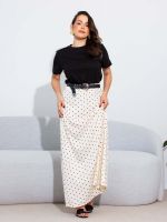 Saia Feminina Longa de Cetim Poá Diana