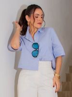 Camisa Cropped Feminina em Tricoline Portofino