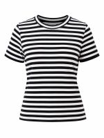 Blusa Feminina Listrada Baby Look Capri