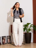 Blusa Feminina Listrada Baby Look Capri