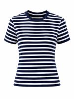 Blusa Feminina Listrada Baby Look Capri