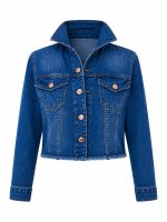 Jaqueta Jeans Feminina Barra Desfiada Lilian