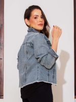 Jaqueta Feminina Curta Jeans Estonada Jessi