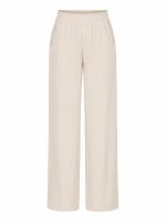 Calça Feminina Canelada Wide Leg Cintura Alta com Elástico Claudia