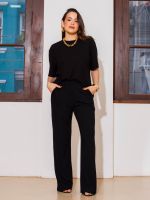 Blusa Feminina Canelada Manga Curta Oversized Ampla Claudia