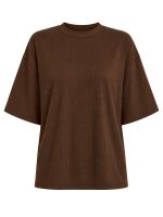 Blusa Feminina Canelada Manga Curta Oversized Ampla Claudia