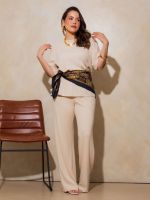 Blusa Feminina Canelada Manga Curta Oversized Ampla Claudia