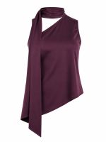 Blusa Feminina Acetinada Um Ombro Só com Amarração Alice