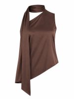 Blusa Feminina Acetinada Um Ombro Só com Amarração Alice