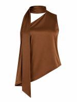 Blusa Feminina Acetinada Um Ombro Só com Amarração Alice