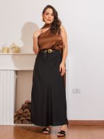 Blusa Feminina Acetinada Um Ombro Só com Amarração Alice