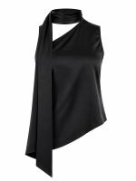 Blusa Feminina Acetinada Um Ombro Só com Amarração Alice