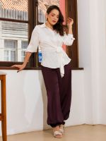 Calça Feminina Acetinada Pantalona Alice