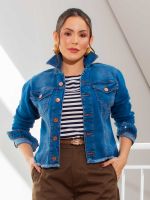 Jaqueta Jeans Feminina Barra Desfiada Lilian