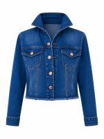 Jaqueta Jeans Feminina Barra Desfiada Lilian