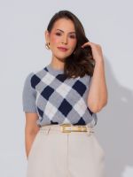 Blusa Feminina Tricô Argyle Constanza