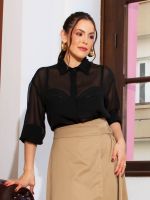 Camisa Feminina em Chiffon Texturizado Mirella