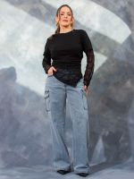 Calça Feminina Jeans Estonada Reta Cargo Jessi