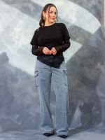 Calça Feminina Jeans Estonada Reta Cargo Jessi
