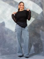Calça Feminina Jeans Estonada Reta Cargo Jessi