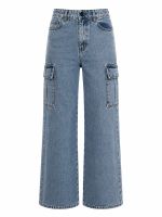 Calça Feminina Jeans Estonada Reta Cargo Jessi