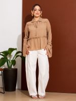 Blusa Feminina Manga Longa com Babados Taly