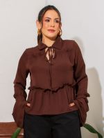 Blusa Feminina Manga Longa com Babados Taly