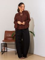Blusa Feminina Manga Longa com Babados Taly