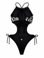 Maiô Animal Print Zebra com Recortes Laterais e Costas Cross Back San Andrés