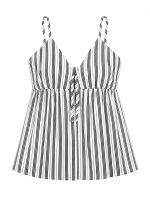 Blusa Feminina Listrada Alças Finas com Amarração Isadora