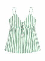 Blusa Feminina Listrada Alças Finas com Amarração Isadora